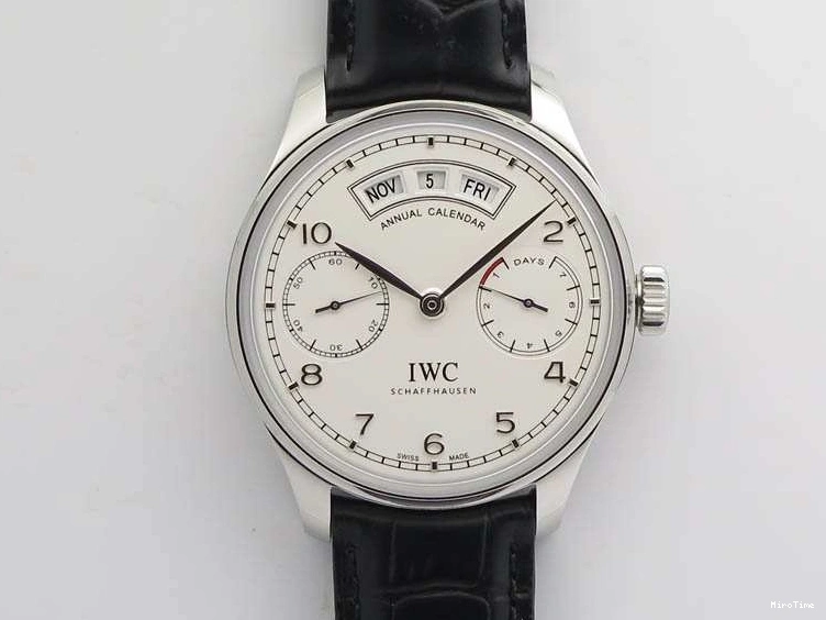 MIROTIME 0421 SportInspired Portuguese Real PR Real Annual Calendar IW503501 YLF 1:1 Best Edition White Dial On Leather Strap A 7241